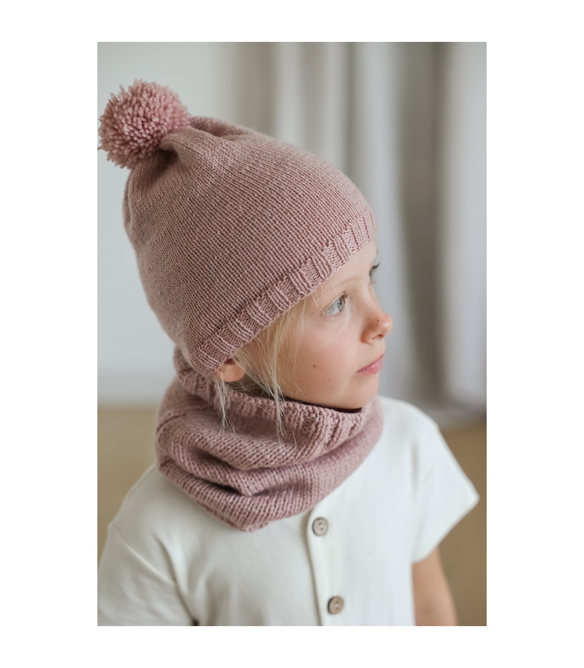 Tour De Cou Enfant En Tricot - Lot De 2 Avec Motif Faon (Écru & Gris) - Doux, Chaud, Pour Bébé