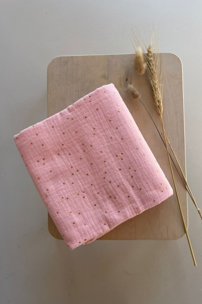 Double gaze de coton pois dorés