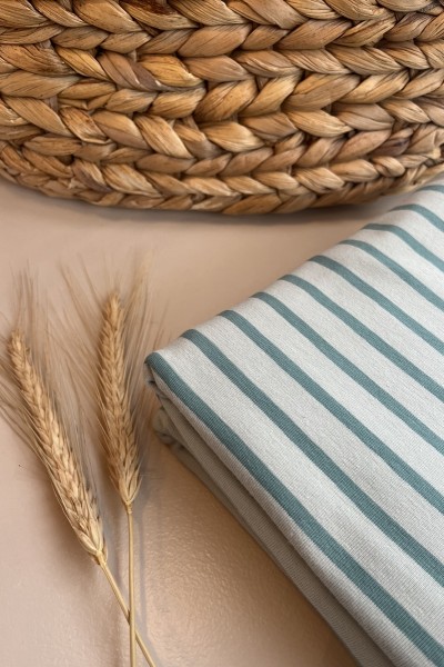 Jersey coton rayures menthe