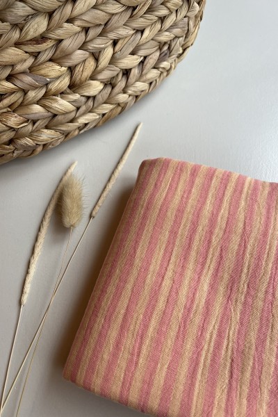 Gaze de coton rayure melon fraise