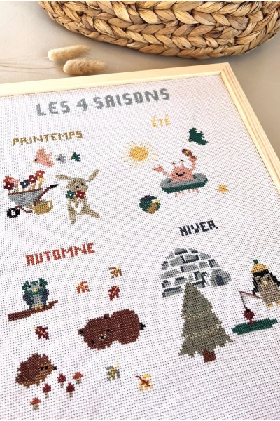 Les 4 saisons au point de croix (patron pochette)