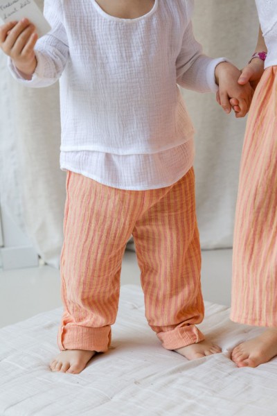 Gaze de coton rayure melon fraise