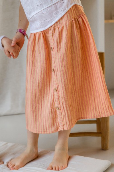 Gaze de coton rayure melon fraise