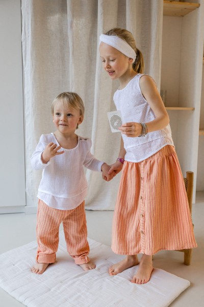 Gaze de coton rayure melon fraise