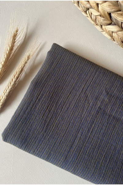 Gaze de coton rayure marine ocre