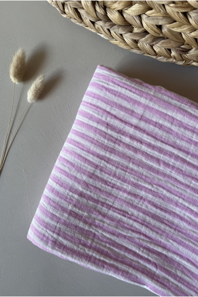 Gaze de coton rayure rose