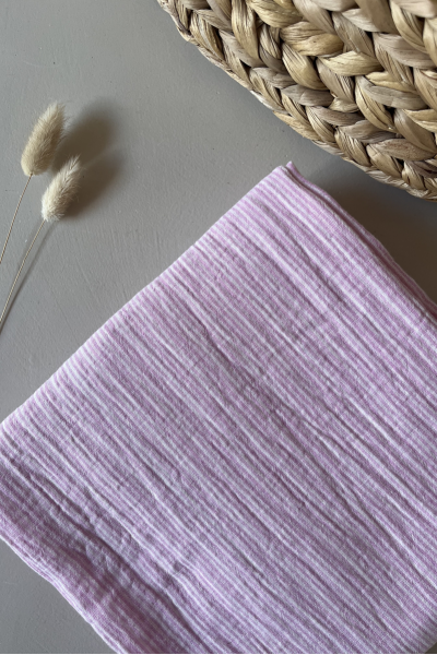 Gaze de coton rayure rose