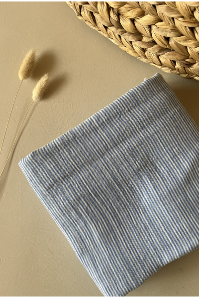 Gaze de coton rayure bleu