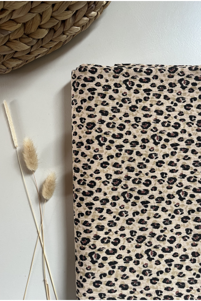 Gaze de coton imprimée léopard