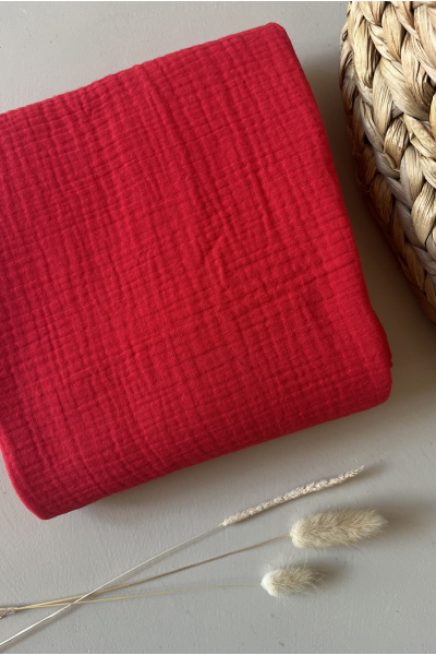 Double gaze de coton cerise