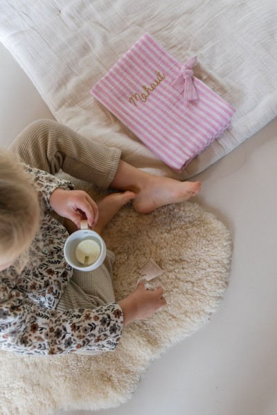 Gaze de coton rayure rose