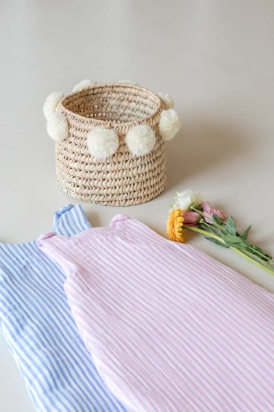 Gaze de coton rayure rose