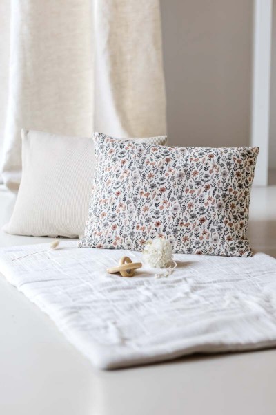 Gaze de coton imprimée fleurs