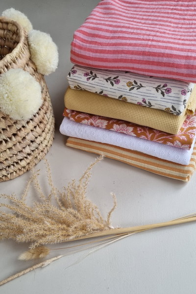 Gaze de coton rayure rose