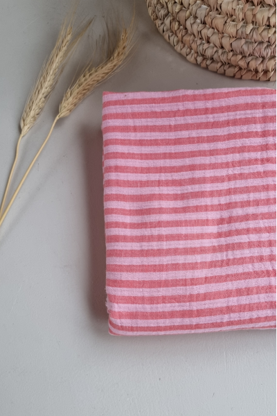Gaze de coton rayure rose