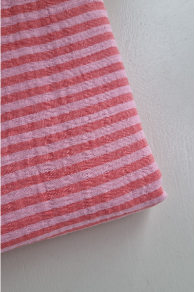 Gaze de coton rayure rose