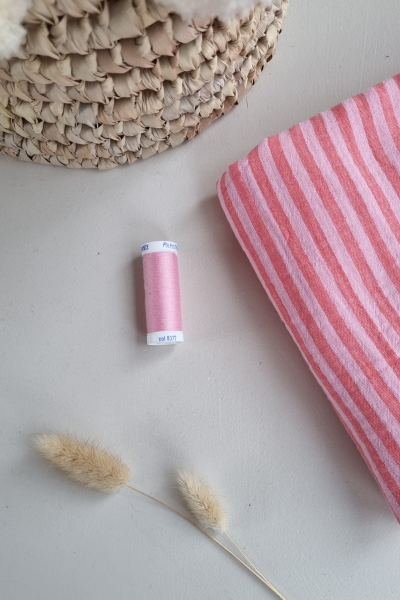 Gaze de coton rayure rose