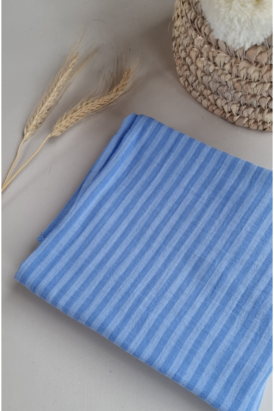 Gaze de coton rayure bleu