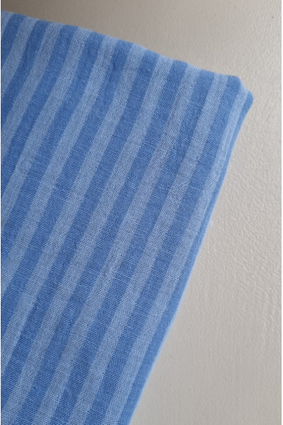Gaze de coton rayure bleu