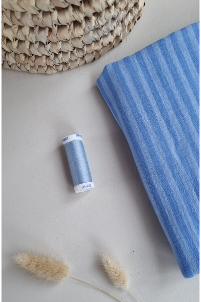 Gaze de coton rayure bleu