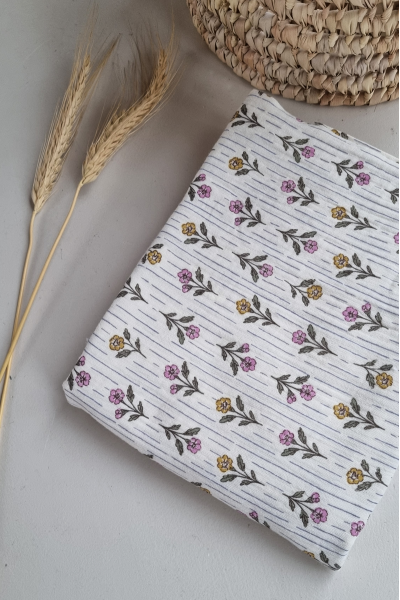 Gaze de coton imprimée fleurs