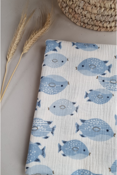 Gaze de coton imprimée poisson