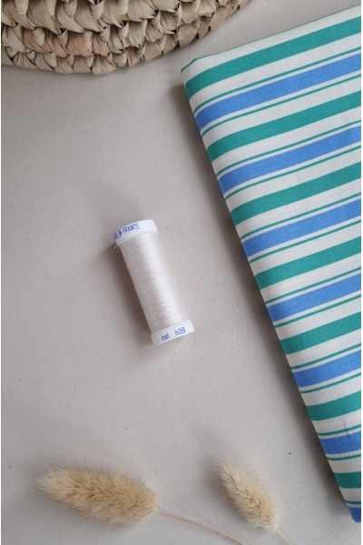 Coton rayures vert et bleu