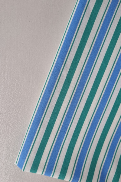 Coton rayures vert et bleu