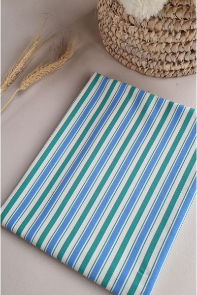 Coton rayures vert et bleu