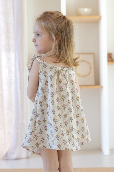 Gaze de coton imprimée fleurs