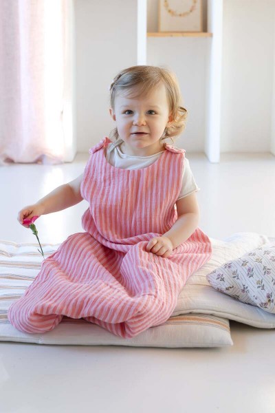 Gaze de coton rayure rose