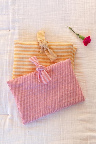 Gaze de coton rayure rose