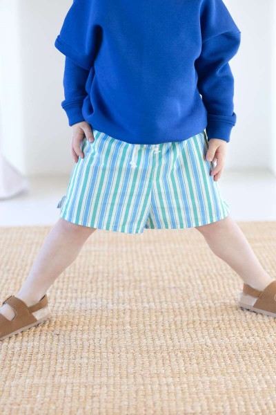 Coton rayures vert et bleu