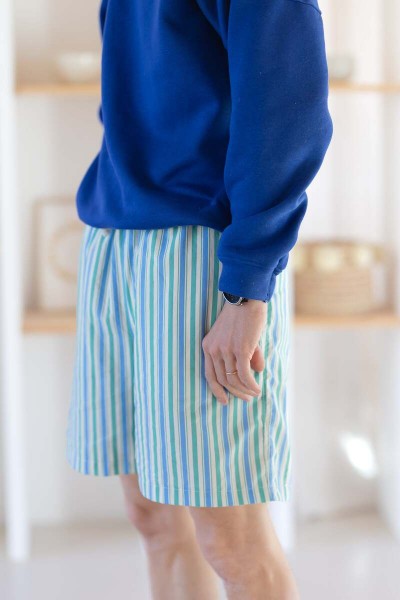 Coton rayures vert et bleu