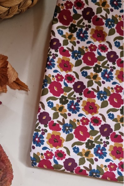 Coton fleurs bordeaux
