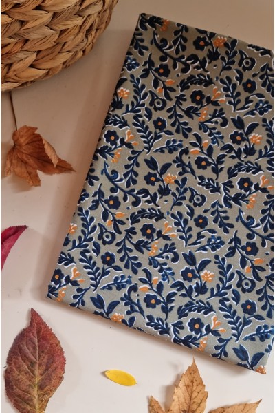 Coton fleurs marine