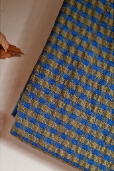 Coton seersucker vichy bleu