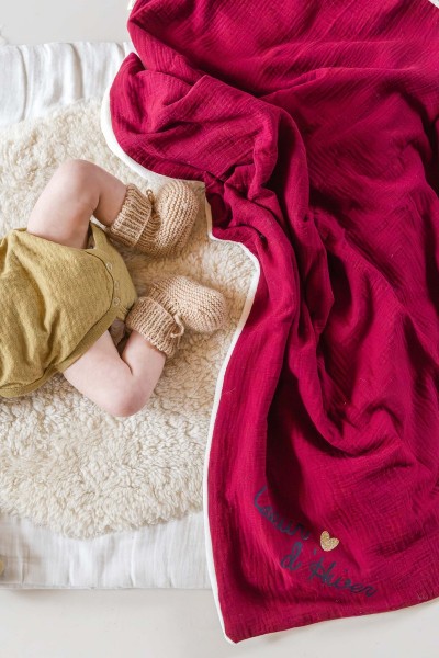 Double gaze de coton bordeaux