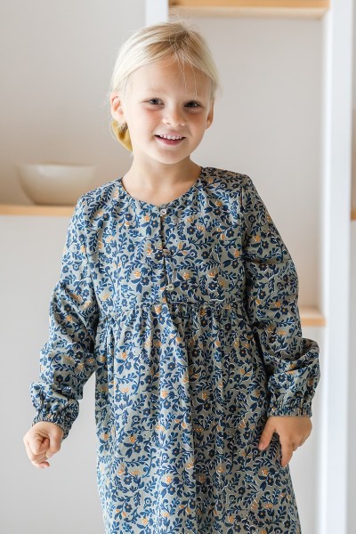Coton fleurs marine