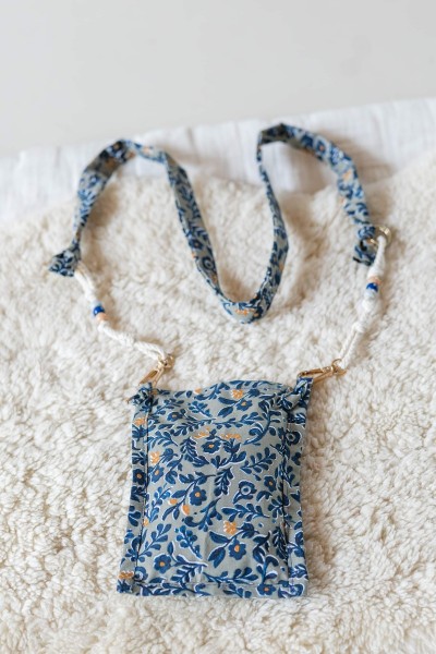 Coton fleurs marine