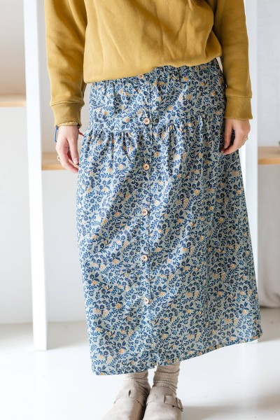 Coton fleurs marine