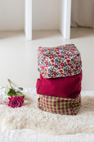 Coton fleurs bordeaux