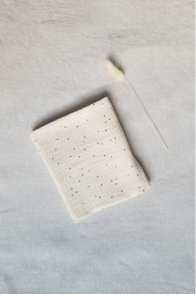 double gaze de coton écru pois doré