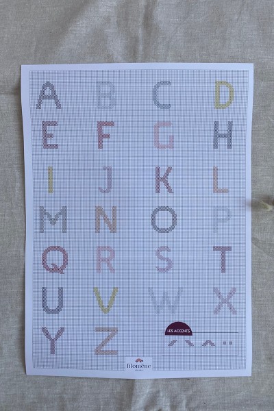 Mots d'enfant au point de croix (patron pochette)